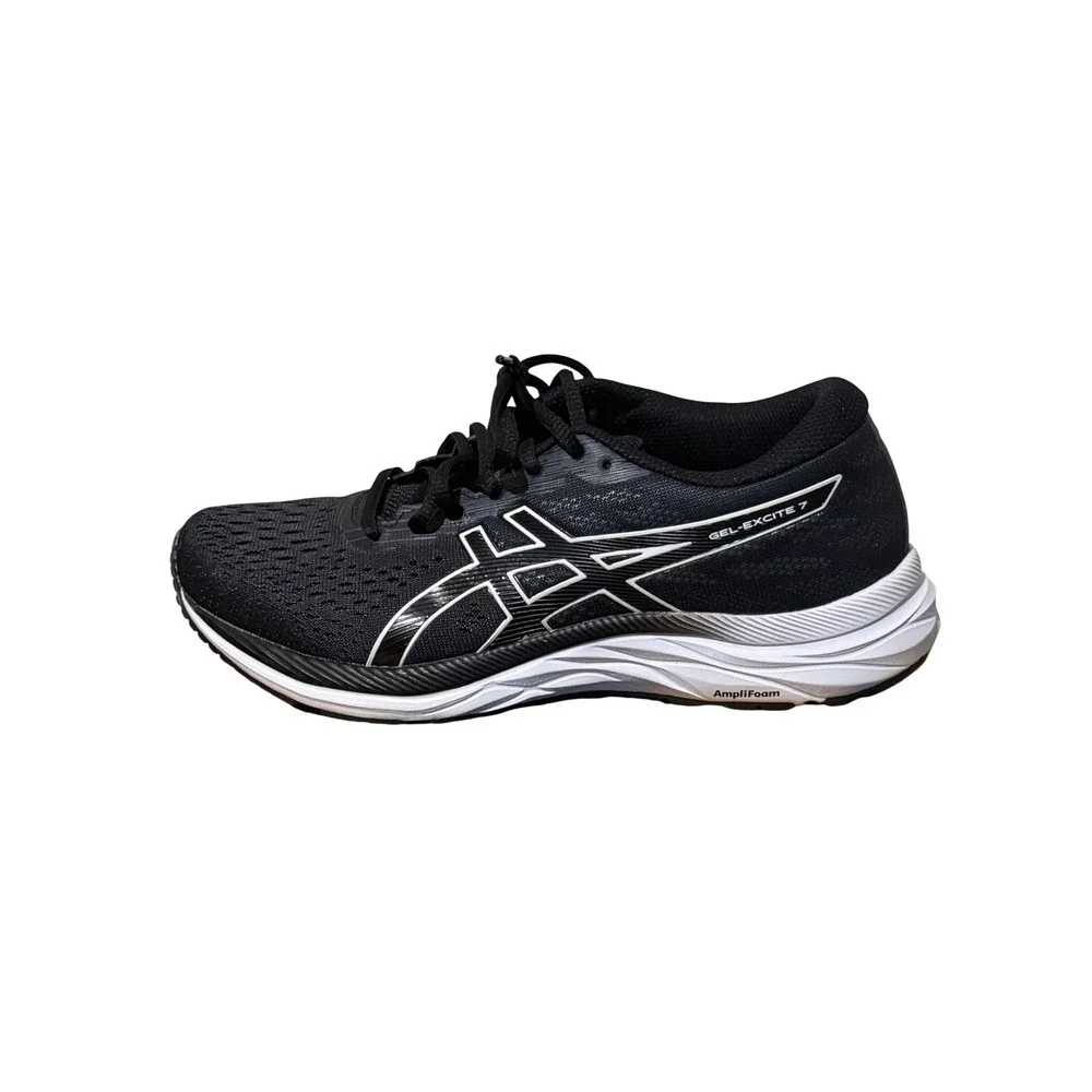 Asics Gel-Excite 7 Men Running Shoes Black White Sneakers 1011A657 Size 7.5 Wide